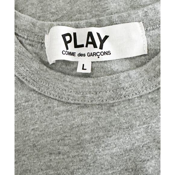 Comme Des Garçons Play Men's Gray Double Heart Logo Short Sleeve T-Shirt Large - Picture 4 of 7